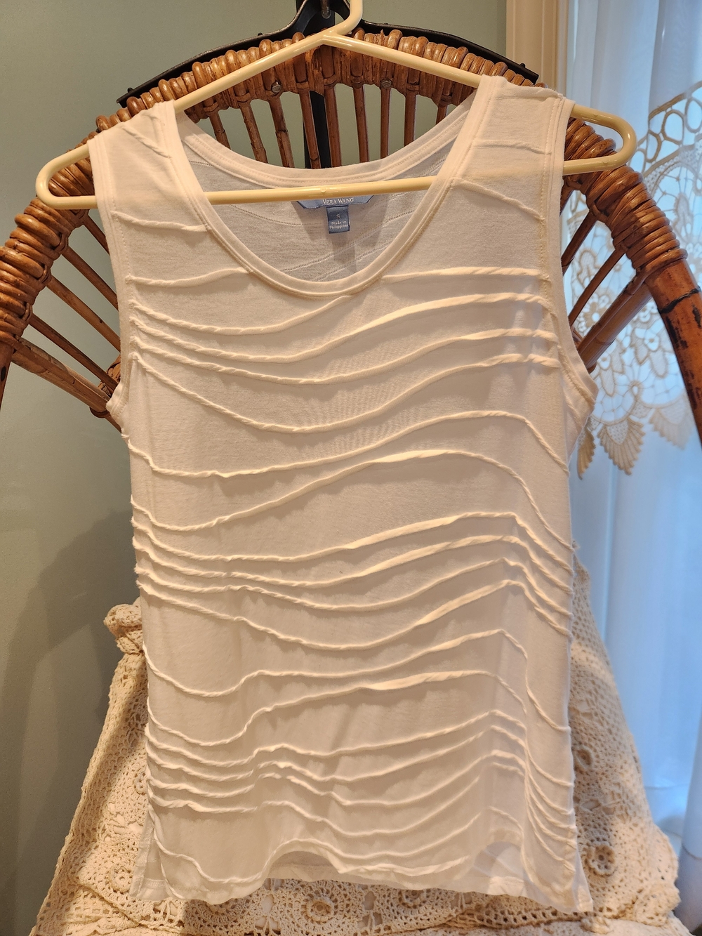 Simply Vera Vera Wang White Ribbed Scoop Neck Tank Top    Size S